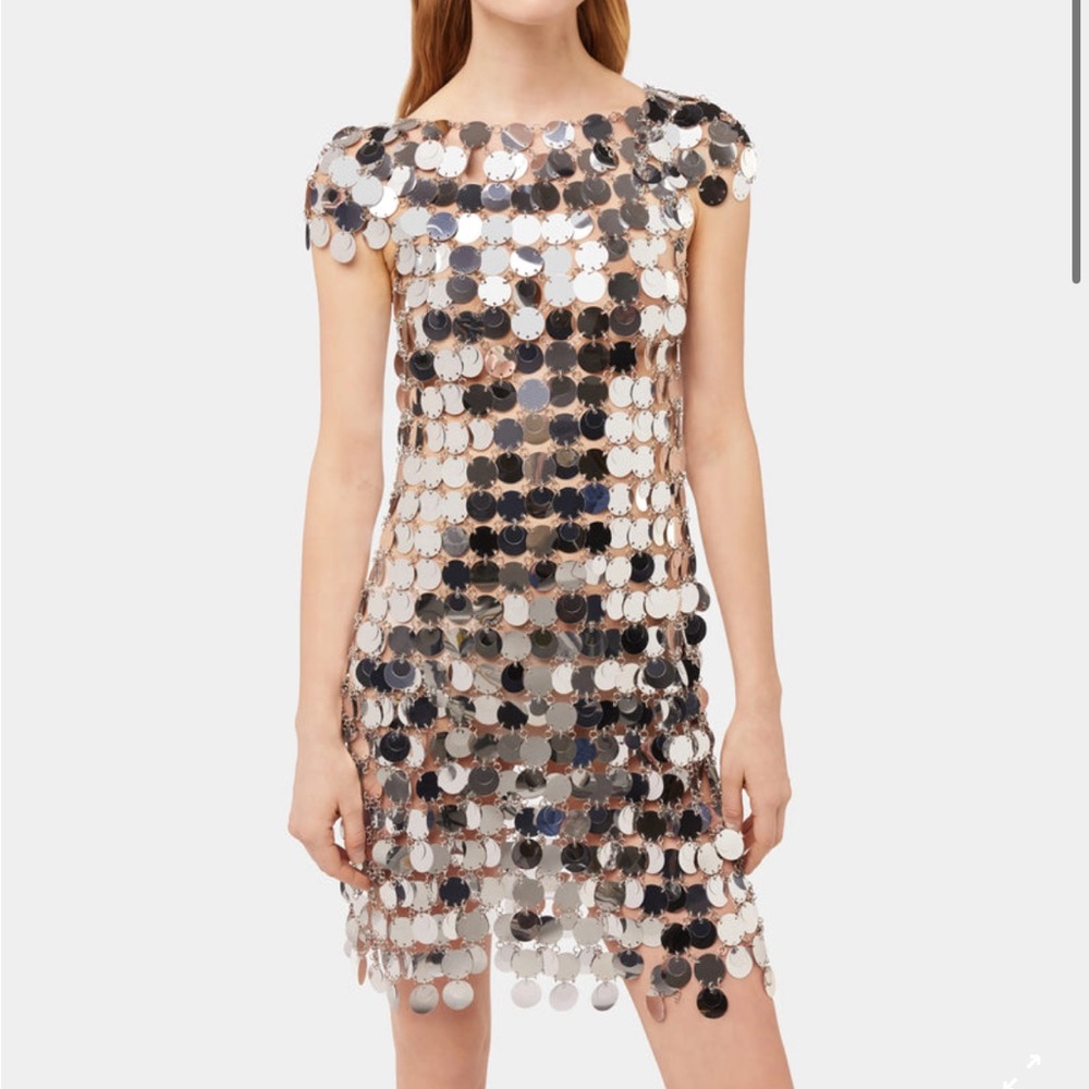 Silver Sparkle Discs Dress in the Style of Paco Rabanne